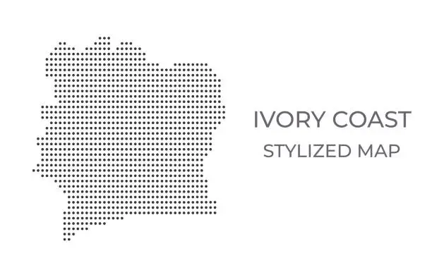 Vector illustration of Map of Ivory Coast in a stylized minimalist style.