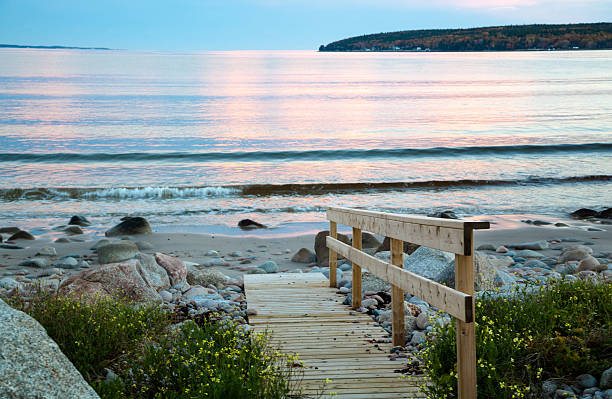 istock Hubbards Cove Nova Scotia dusk beach walkway 187425414