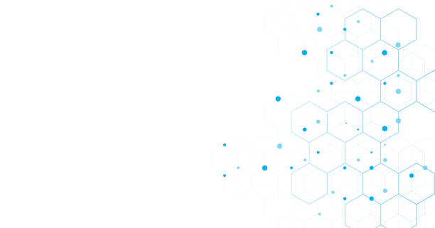Background of hexagon geometric blue pattern. Background of hexagon geometric blue pattern. healthcare medical and technology background.Graphic digital science concept design. biotechnology stock illustrations