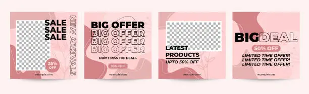 Vector illustration of Set of editable elegant sales banner template for social media, clothing store, Instagram, web, and internet ads