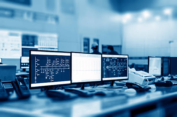 istock Focused photo of plant control room computers 187427440