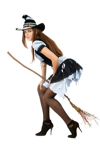 istock Beautiful young woman with a besom 187428023