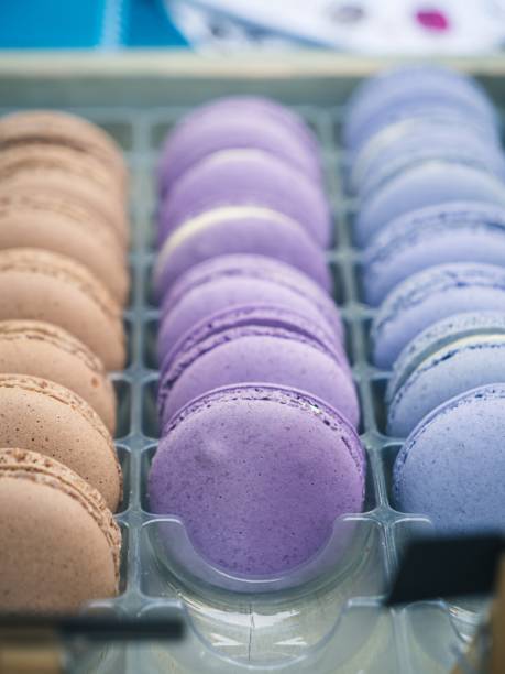 istock An assortment of colorful macaroons in a display box with selective focus 1874288707