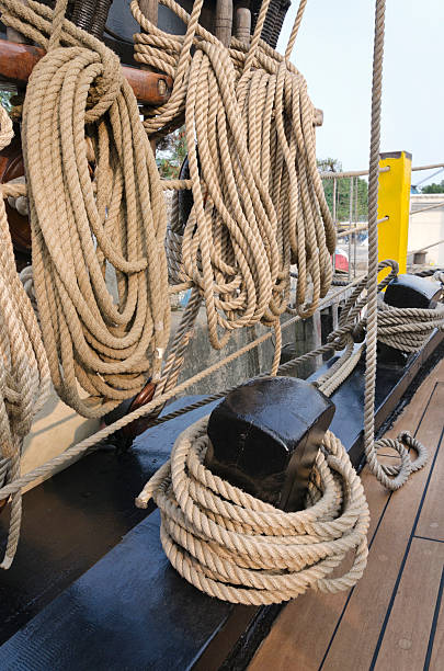 istock Mooring line attached to sail ship 187429861