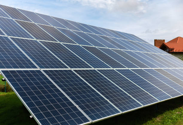 istock Diagonal view of a solar power plant panel 1874302287