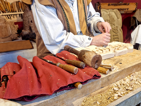 Craftsman working at a medieval fair