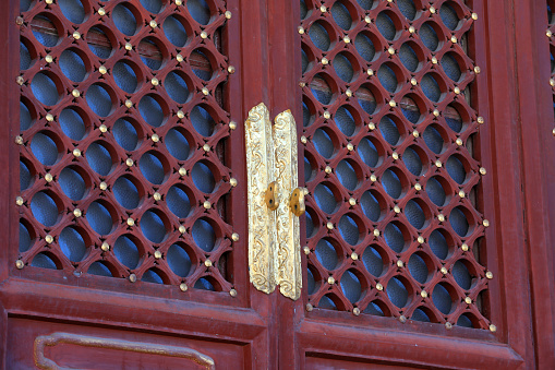 Classical wooden window lattice in the temple of heaven, Beijing