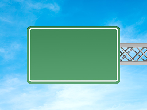 Empty Road Sign on Sky - Sky Background - 3D rendering