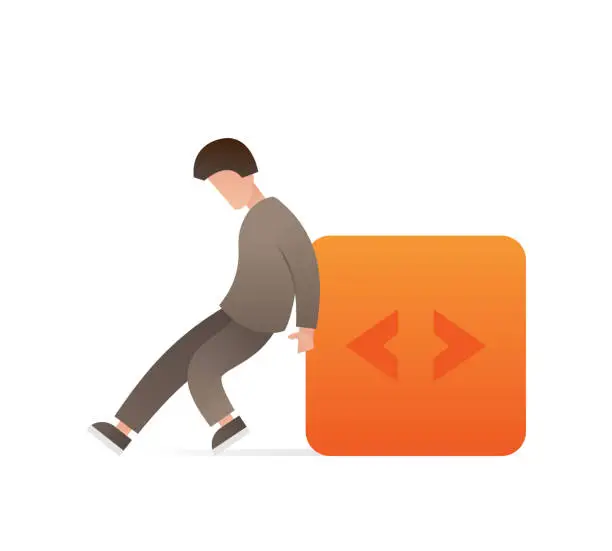 Vector illustration of Vector Character Moving Block