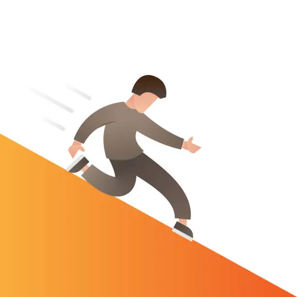 Vector illustration of Vector Character Sliding Down