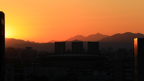 Architectural landscape in the setting sun, Beijing