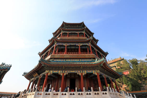 foxiangge의 건축 경관은 베이징 이화원에 있습니다. - awe summer palace china beijing 뉴스 사진 이미지
