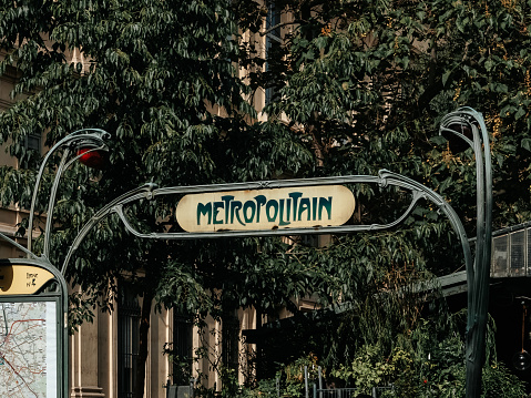 Paris, France - 10 04 2023: Metropolitain sign in Paris