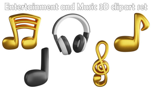 istock Music notes clipart element ,3D render entertainment and music concept isolated on white background icon set No.7 1874363576