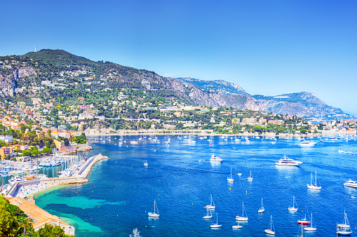 A view of the harbour at Villefranche-sur-Mer on the French Riviera, about 8 km east of Nice, France