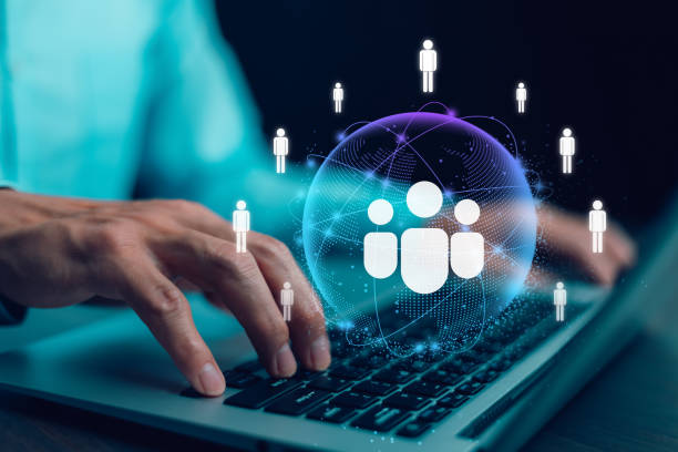 istock Customer Relationship Management, Businessman use laptop with global structure customer network technology, Data exchanges development. customer service, social media. digital marketing online. 1874372814