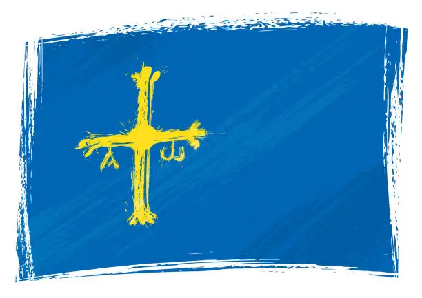 Vector illustration of Grunge Asturias flag