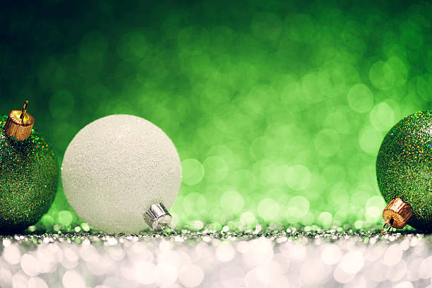 istock Christmas Baubles - Green Bokeh Defocused Decoration White 187444837