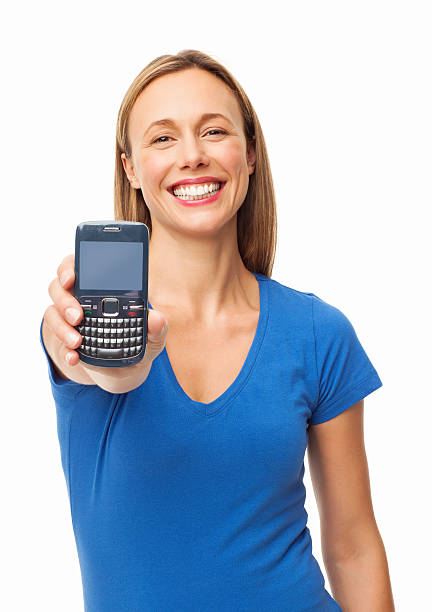 Woman Showing Mobile Phone - Isolated