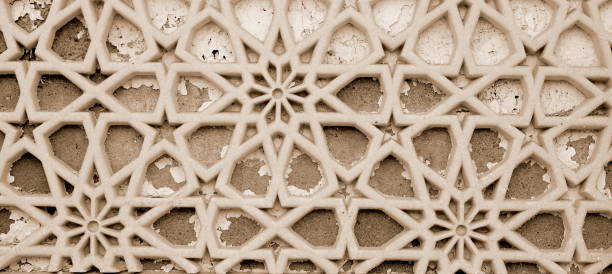 istock Oriental pattern on the wall stucco. Sepia Style 1874449521
