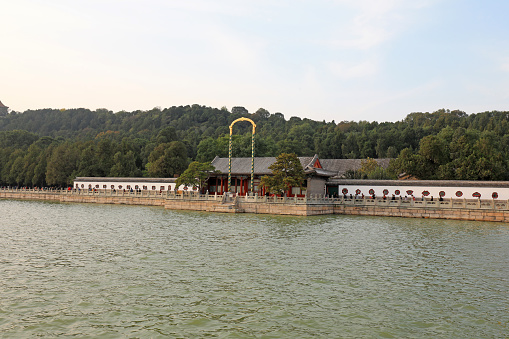 Beijing, China - October 6, 2020: The scenery of ancient Chinese architecture in Beijing Summer Palace