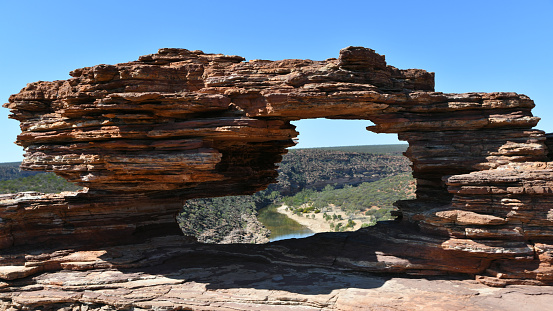 Kalbarri National Park covers an area of 186,000 hectares, the rugged terrain and relative seclusion of the park attracts thousands of visitors each year. The  Murchison River, the Z-Bend in this river, the Kalbarri Skywalks, and Natures Window are among the best-known highlights of the park.