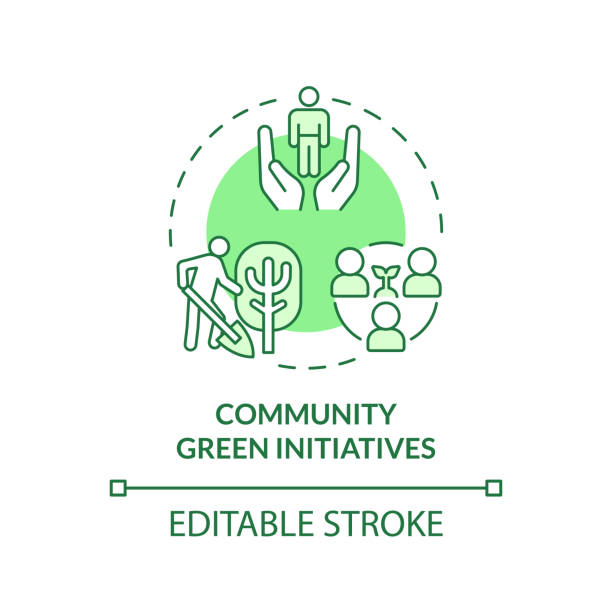 Thin line green community green initiatives icon concept 2D editable green community green initiatives icon, monochromatic isolated vector, thin line illustration representing environmental psychology. initiatives stock illustrations