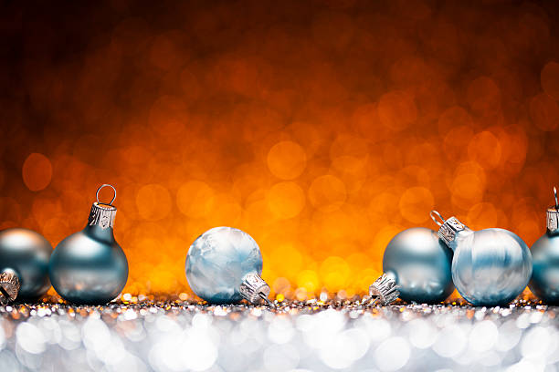 istock Christmas Baubles - Orange Bokeh Defocused Decoration Blue 187447578