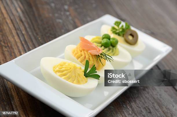 Gourmet Deviled Eggs Stock Photo - Download Image Now - Deviled Egg, Variation, Salmon - Seafood