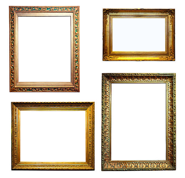 istock Set of gold frames. Isolated over white 187450922