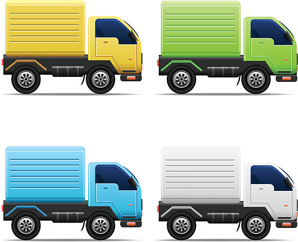 ilustrações de stock, clip art, desenhos animados e ícones de van ícones comercial - truck moving van white backgrounds