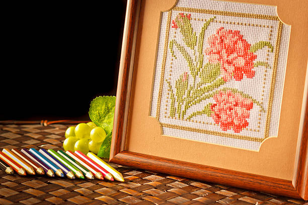 ponto de cruz embroider - embroider imagens e fotografias de stock