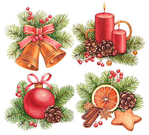 Vintage Christmas illustrations vector art illustration