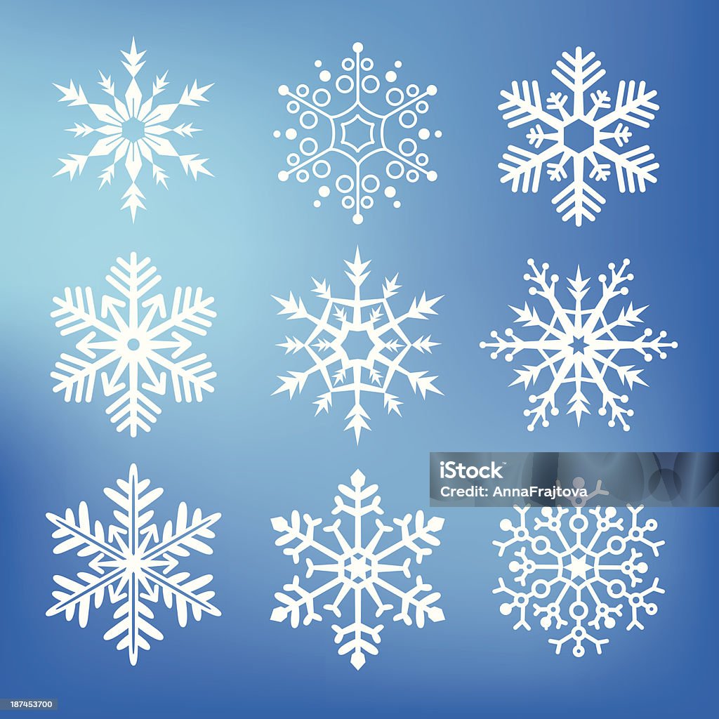 Nine cute snowflakes Collection of nine cute snowflakes for web or print Abstract stock vector