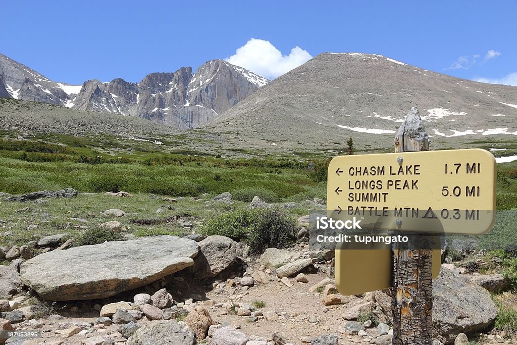 Rocky Mountains, USA Rocky Mountain National Park in Colorado, USA. Tourist trail to famous Longs Peak. Longs Peak Stock Photo