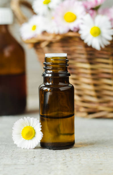 istock Small bottle with essential oil. Aromatherapy and herbal medicine concept. 1874543776