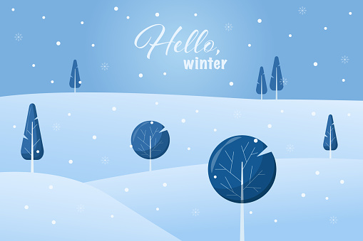 Winter background. Vector illustration with an inscription. Flat design