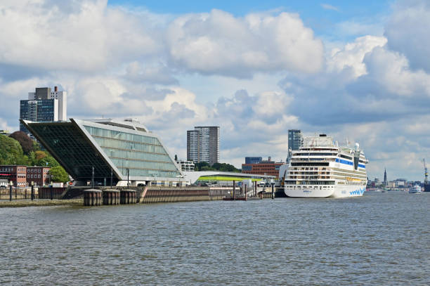 Hamburg, Germany, April 30 2023: Scene from the port during day in Hamburg, Germany.