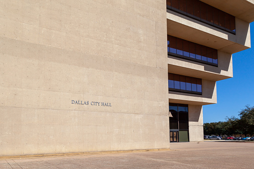Dallas, Texas, USA - March 20, 2022: Dallas City Hall building in  Dallas, Texas, USA. Dallas is a city in the U.S. state of Texas.