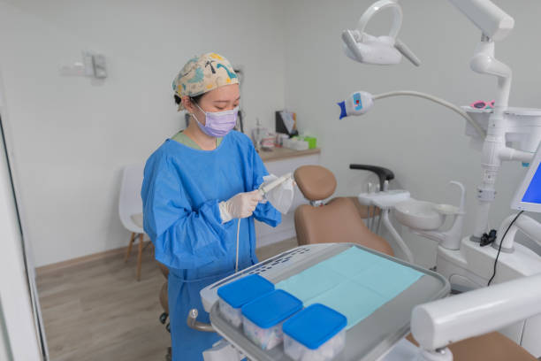 istock dentist cleaning equipment at clinic 1874553359
