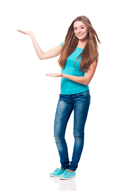 istock Woman with beautiful hair showing at copy space 187455986
