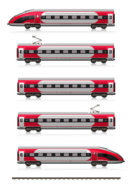 モダンな高速鉄道の設定 - train public transportation passenger train locomotive ストックフォトと画像