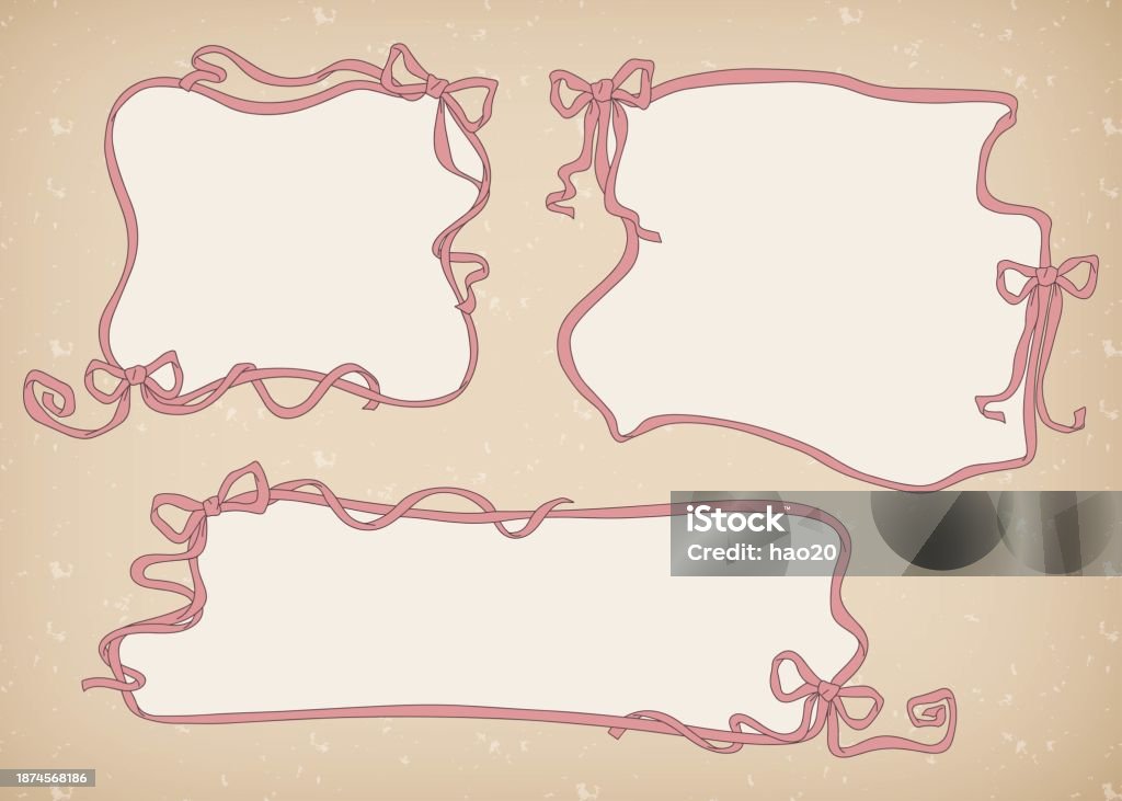 Rustic Ribbon Frame Background Ribbon Decoration Frame Set Retro Style Stock Illustration - Download ...