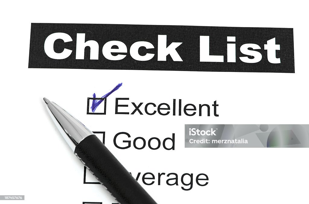 Tick placed in excellent checkbox on customer Achievement Stock Photo