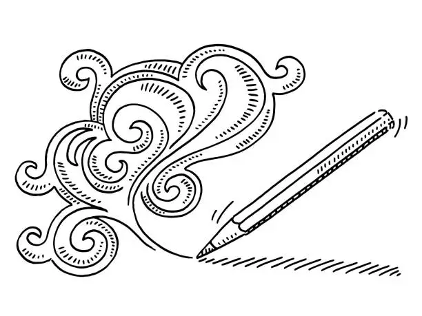 Vector illustration of Creativity Swirls Pencil Drawing