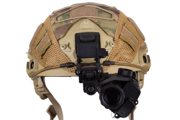 istock Night vision goggles on military helmet. 1874615968