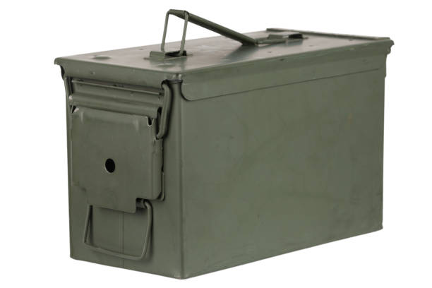 istock US army green metal .50 cal. ammo box. 1874616482
