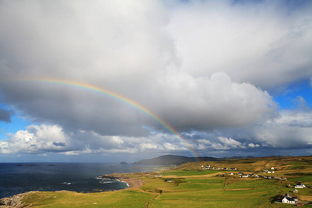 Inishowen Peninsula with rainbow, Ireland.