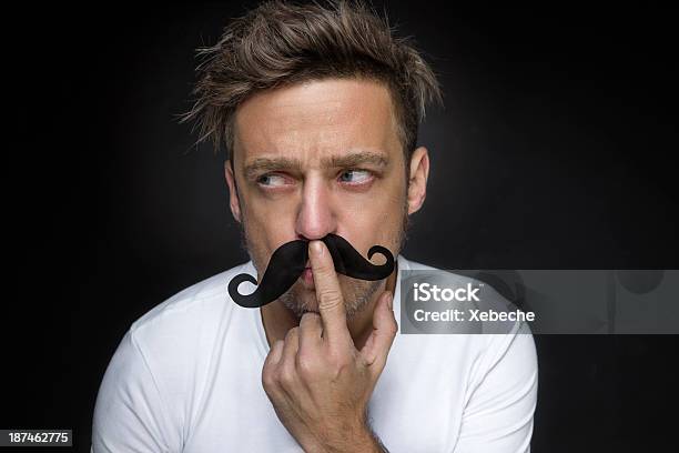 Man With Fake Mustache Stock Photo - Download Image Now - Adult, Adults Only, Artificial