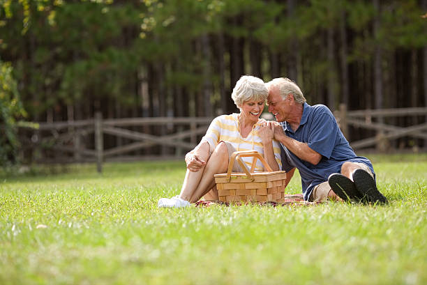 istock Romantic Senior Couple In Park 187462818